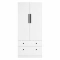 Grande armoire blanche avec penderie et tiroirs pour chambre