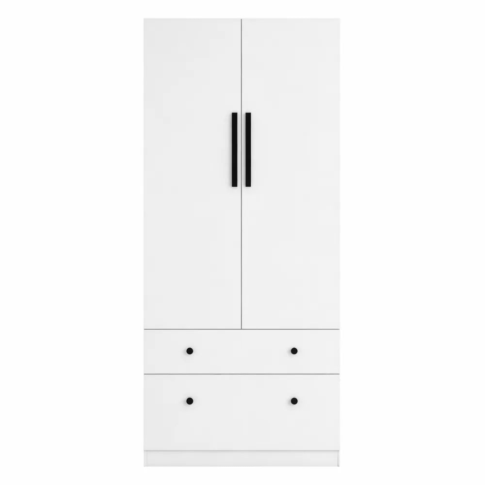 Grande armoire blanche avec penderie et tiroirs pour chambre