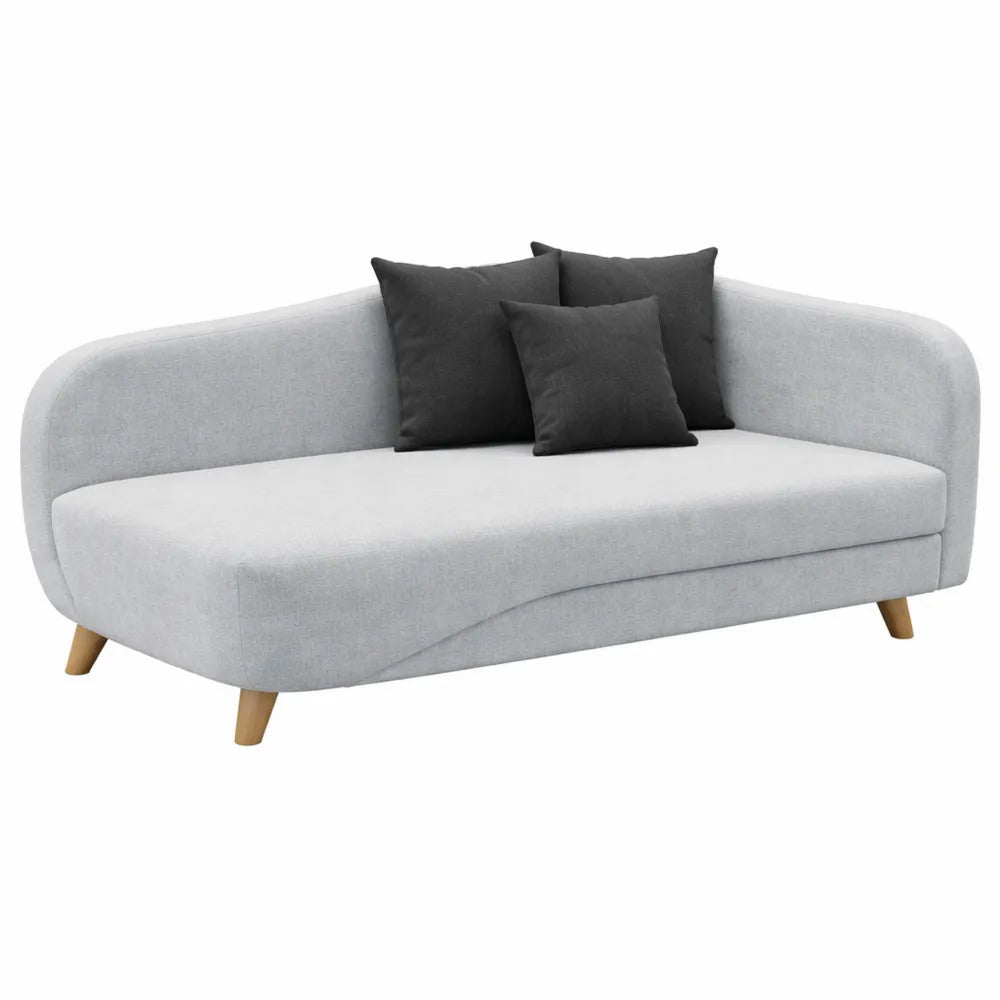 Canapé Convertible Gauche en Tissu Gris Clair avec Espace de Rangement