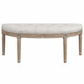 Banc Demi-Lune Capitonné en Bois Massif avec Tissu Lin