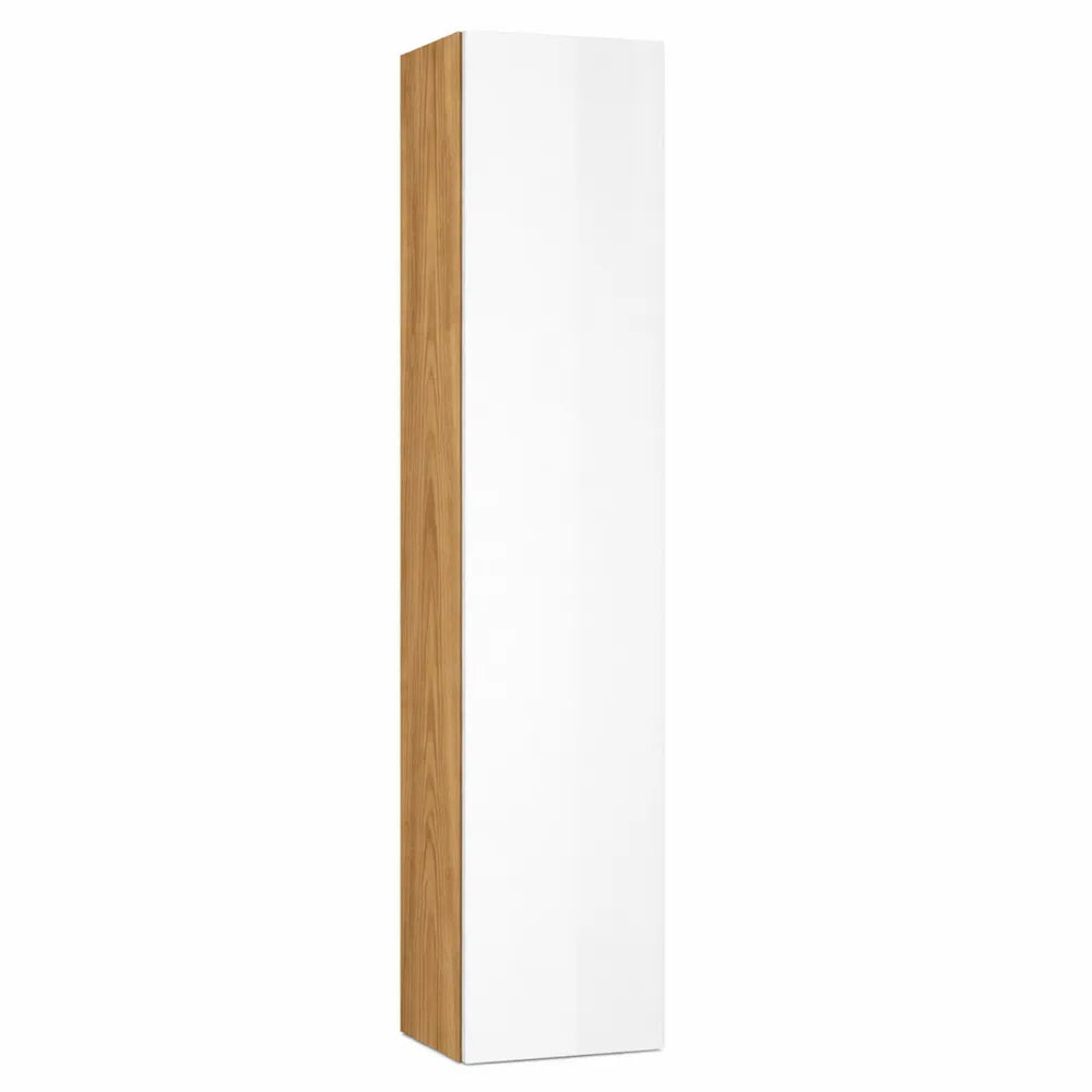Armoire murale haute 160 cm - Salon design chêne doré et blanc