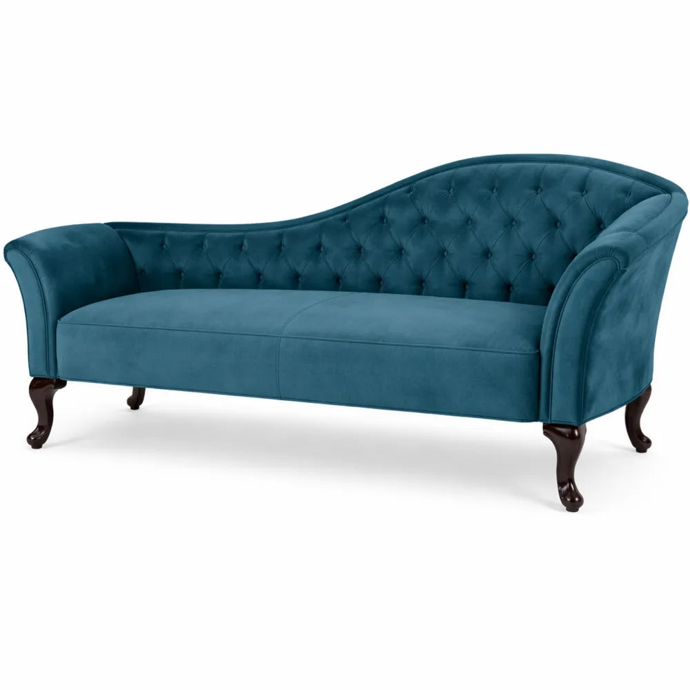 Chaise Longue en Velours Bleu, Gauche, Style Glamour