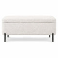 Banc de rangement confortable en tissu bouclette avec pieds en métal