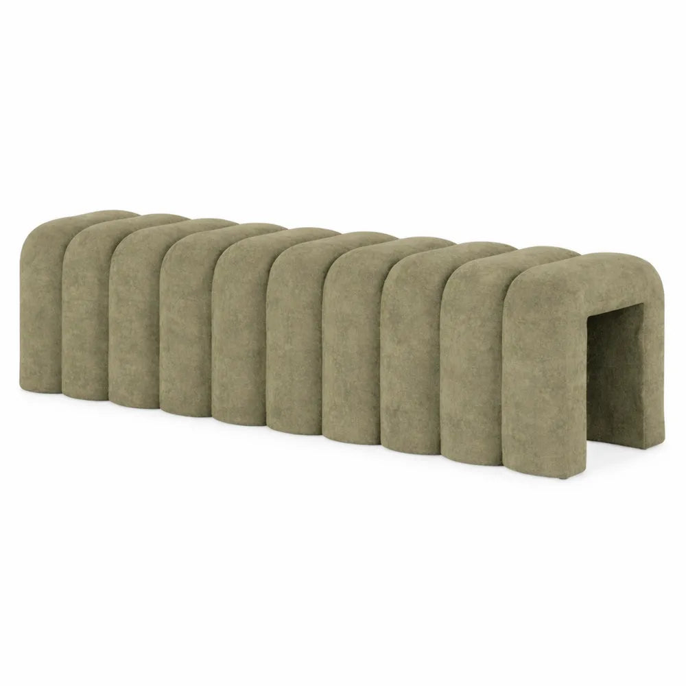 Banc de Lit Contemporain en Tissu Vert