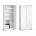 Armoire de Rangement Multifonctionnelle Blanche 74 x 180 cm avec 6 Étagères
