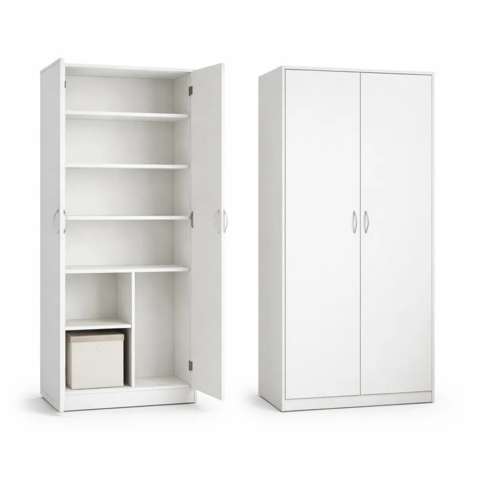 Armoire de Rangement Multifonctionnelle Blanche 74 x 180 cm avec 6 Étagères
