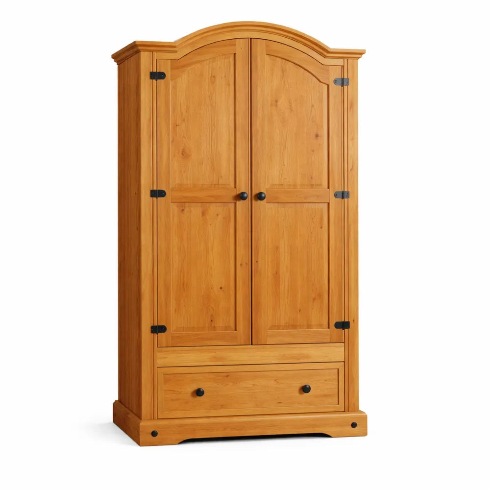 Armoire penderie en pin avec étagère et tiroir