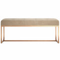 Banc Rembourré en Velours Beige pour Salon et Chambre