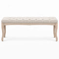 Banquette capitonnée classique 110 cm en lin beige